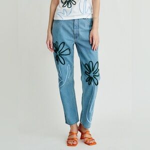 Floral embroidered Denim